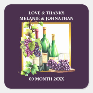 Weinflaschen Weintrauben Lapis Weinkeller Chic Quadratischer Aufkleber