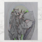 Weinflaschen, Wilde Pferde, Junge Pferde, Kunst Weinetikett (Einzelnes Label)