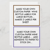 WEINFLASCHENETIKETTIERUNG FÜR GROSSE FLASCHEN (Vorne/Hinten)