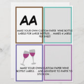 WEINFLASCHENETIKETTIERUNG FÜR GROSSE FLASCHEN BRIEFBOGEN