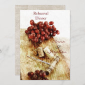 Weinflaschenkorken, Trauben, Korkenzieher Einladung (Vorne/Hinten)