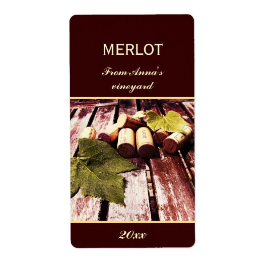 Weinflaschenkorken und Etikett der Weinflasche (Vorne)