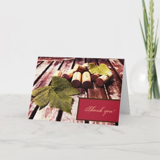 Weinflaschenkorken und Weinblatt danke (Vorderseite)