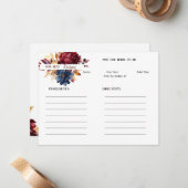 Weinflora und Fauna Brautparty Rezept Mitteilungskarte (Vorderseite/Rückseite Beispiel)