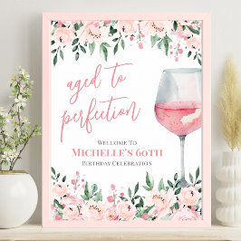 Weinflorale Geburtstagsparty Begrüßung Unterschrif Poster
