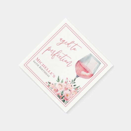 Weinflorale Geburtstagsparty Serviette (Ecke)