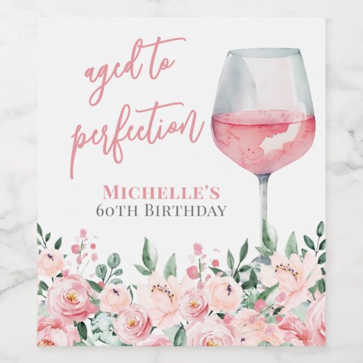 Weinflorale Geburtstagsparty Weinetikett (Einzelnes Label)