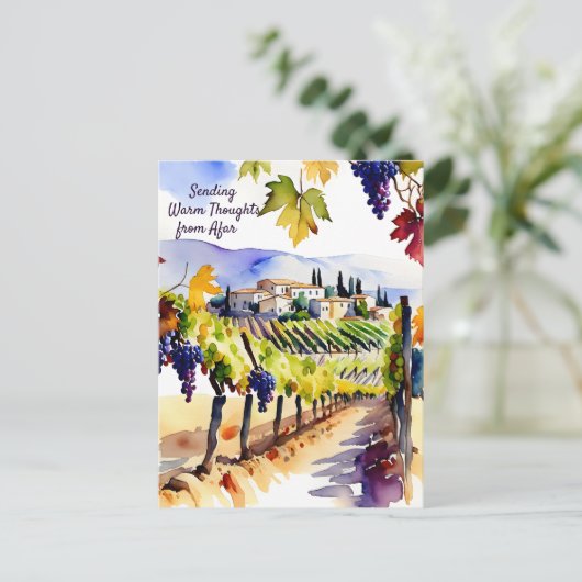 Weingarten Aquarell denken Sie an Postkarte (Stehend Vorderseite)