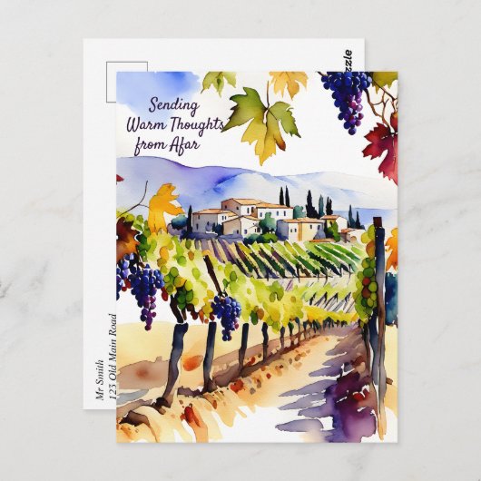 Weingarten Aquarell denken Sie an Postkarte (Vorne/Hinten)