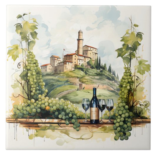 Weingarten Aquarellfarben Druckfarbe Fliese (Vorderseite)