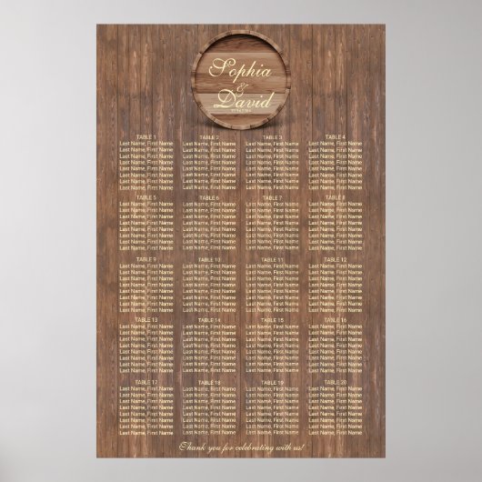 Weingarten Barrel Hochzeitskarte 160 Gäste Poster (Vorne)