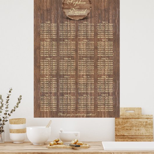 Weingarten Barrel Hochzeitskarte 160 Gäste Poster (Küche)