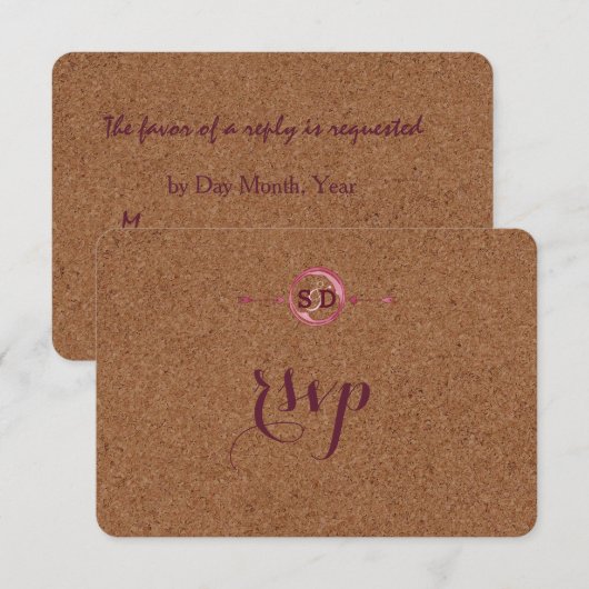 Weingarten Cork Stains Red Wine Wedding RSVP (Vorne/Hinten)