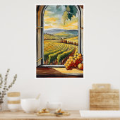 Weingarten durch das Fenster Herbst / Herbstposter Poster (Küche)