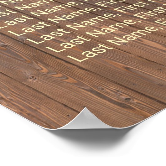 Weingarten Eichenholzkarte 16 Tische Poster (Ecke)