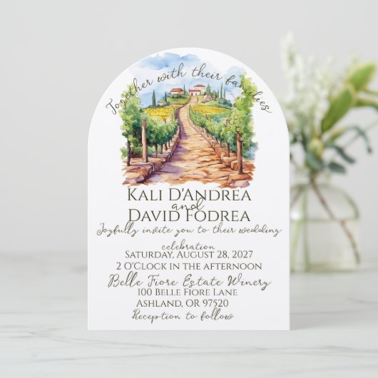 Weingarten Einladung zur Hochzeit (Stehend Vorderseite)