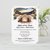 Weingarten Hochzeitsmarsch mit Aquarellfarben Einladung (Stehend Vorderseite)