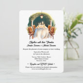 Weingarten Hochzeitsmarsch mit Aquarellfarben Einladung (Stehend Vorderseite)