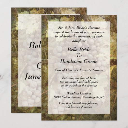 Weingarten Hochzeitsreise Einladung (Vorne/Hinten)