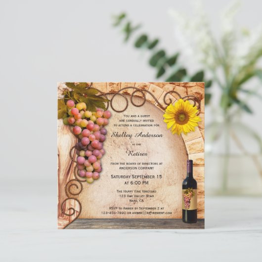 Weingarten oder Weinthema Party Einladung der Ruhe (Stehend Vorderseite)