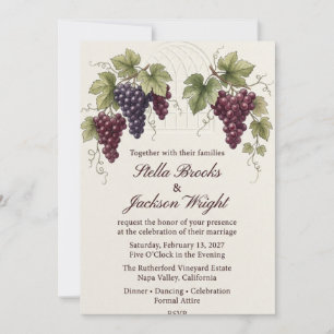 Weingarten-Traubenrebe-und-Bogen-Aquarell-Hochzeit Einladung