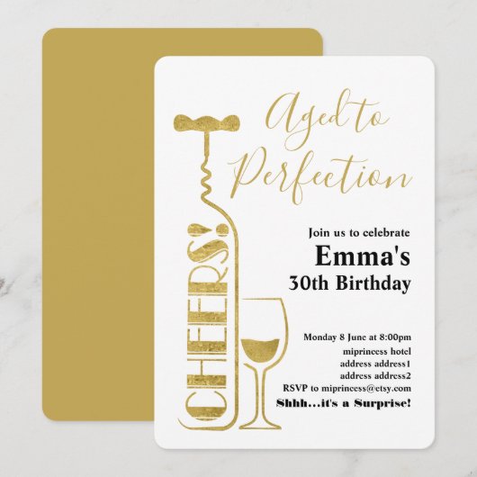 Weingeburtseinladung, "Aged to Perfection Invit" Einladung (Vorne/Hinten)