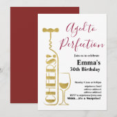 Weingeburtstagseinladung, "Aged to Perfection" Einladung (Vorne/Hinten)