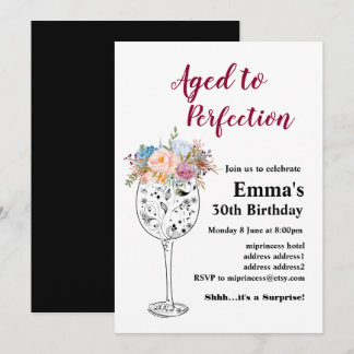 Weingeburtstagseinladung, "Aged to Perfection" Einladung