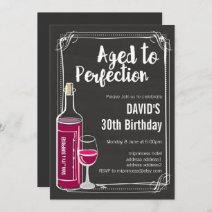 Weingeburtstagseinladung, "Aged to Perfection" Einladung