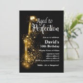 Weingeburtstagseinladung, "Aged to Perfection" Einladung (Stehend Vorderseite)