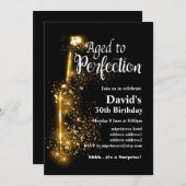 Weingeburtstagseinladung, "Aged to Perfection" Einladung (Vorne/Hinten)