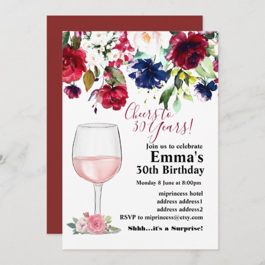 Weingeburtstagseinladung, "Aged to Perfection" Einladung (Vorne/Hinten)