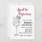 Weingeburtstagseinladung, "Aged to Perfection" Einladung (Vorderseite)