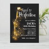 Weingeburtstagseinladung, "Aged to Perfection" Einladung (Stehend Vorderseite)