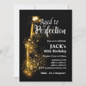 Weingeburtstagseinladung, "Aged to Perfection" Einladung (Vorderseite)