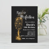 Weingeburtstagseinladung, "Aged to Perfection" Einladung (Stehend Vorderseite)