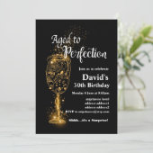 Weingeburtstagseinladung, "Aged to Perfection" Einladung (Stehend Vorderseite)