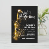 Weingeburtstagseinladung, "Aged to Perfection" Einladung (Stehend Vorderseite)