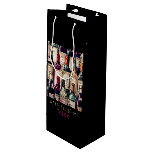 Weingeschenke Bag-Wine Liebhaber von Meran Weihnac Geschenktüte Für Weinflaschen (Vorderseite Schrägansicht)