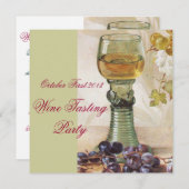 WEINGLAS,ALTES PARTY EINLADUNG (Vorne/Hinten)