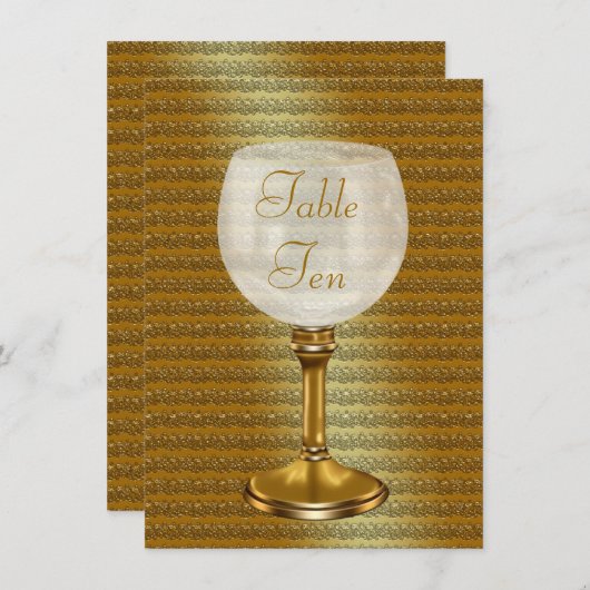 Weinglas auf Hochzeitskarten für Tischnummern (Vorne/Hinten)