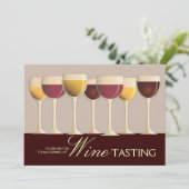 Weinglas-Auswahl-Wein-Probieren-Party Einladung (Stehend Vorderseite)