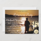 Weinglas, Ballons, Fischen, Sonnenuntergang, Party Einladung (Vorderseite)