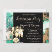 Weinglas, Balloons, Party zur Rückgabe von grünem Einladung (Vorderseite)