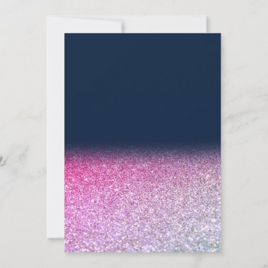 Weinglas Balloons Violet Glitzer Blaue Pension Einladung (Rückseite)