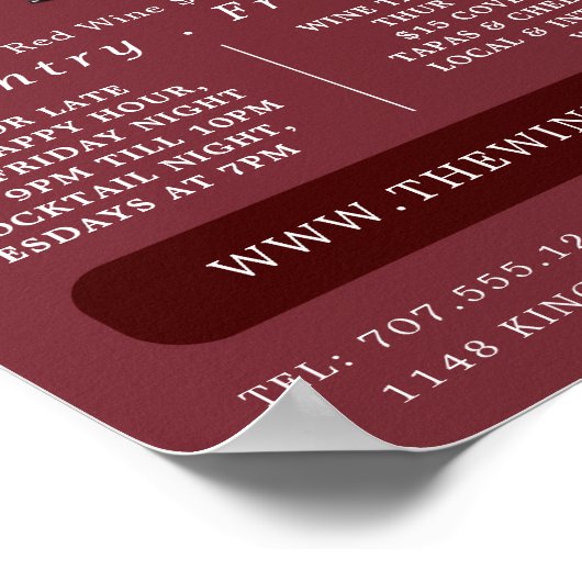 Weinglas, Bar Wein/Weinkeller Werbung Poster (Ecke)