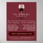 Weinglas, Bar Wein/Weinkeller Werbung Poster (Vorne)