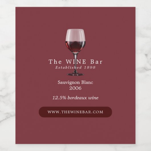 Weinglas, Bar/Weinkeller Weinetikett (Einzelnes Label)