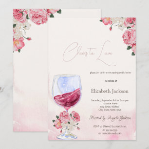 Weinglas Blumen Aquarell Prost Auf Die Liebe Einladung
