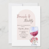 Weinglas Boho Blume Confetti Brunch & Bubbly Einladung (Vorderseite)
